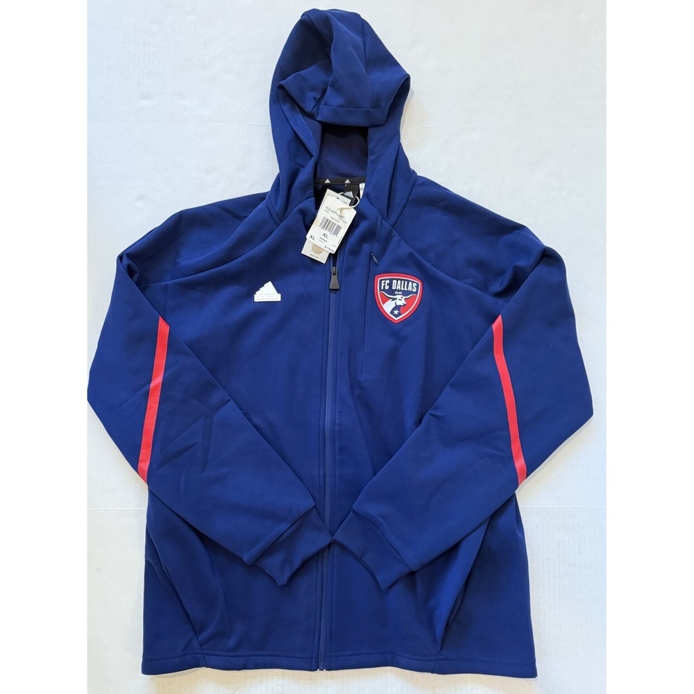 ADIDAS FC Dallas Soccer MLS Team Full Zip Athletic Track‎ Jacket Hoodie Size XL